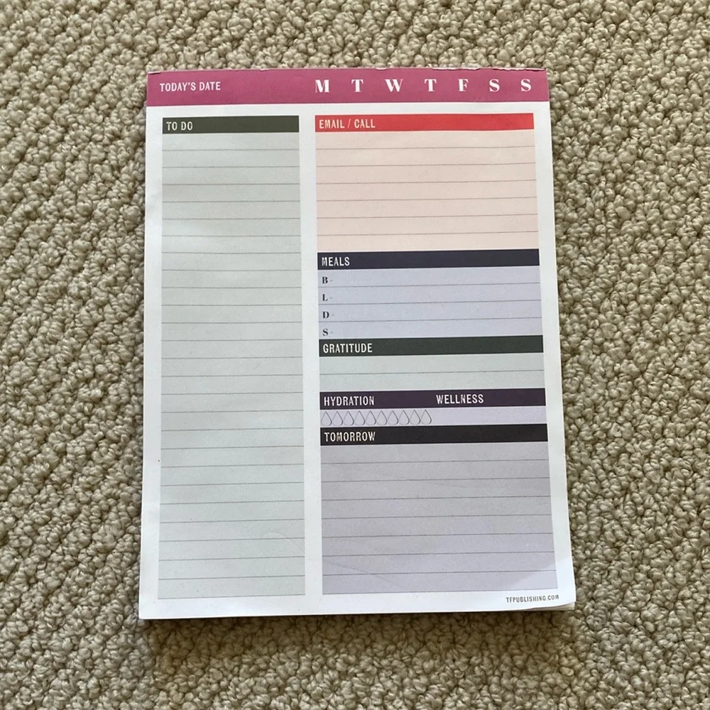 Productivity Pad Organizer Planner Daily Goals Notebook Large 6” by 8”